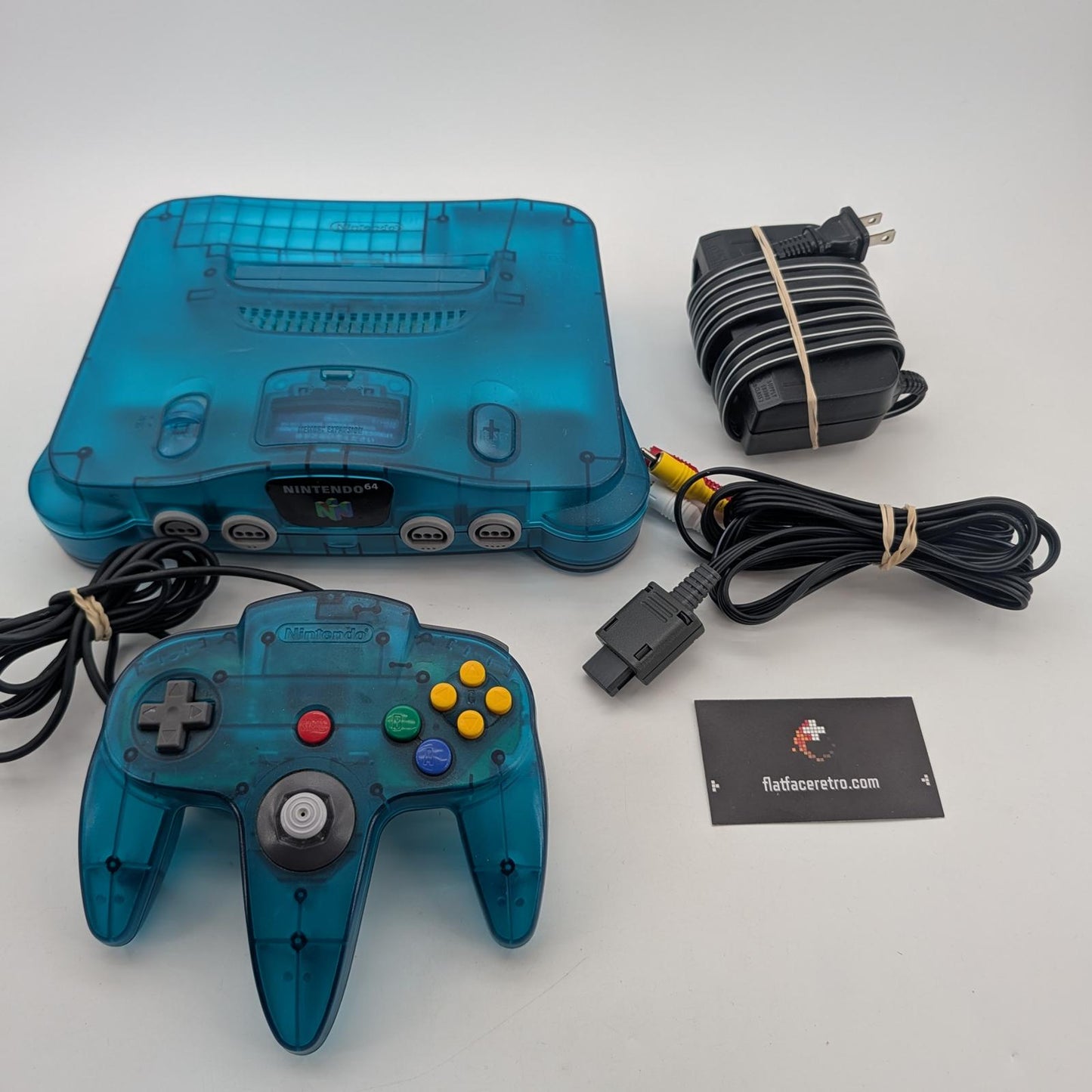 N64 Funtastic Ice Blue Console Lot - Nintendo 64 - Bundle items only