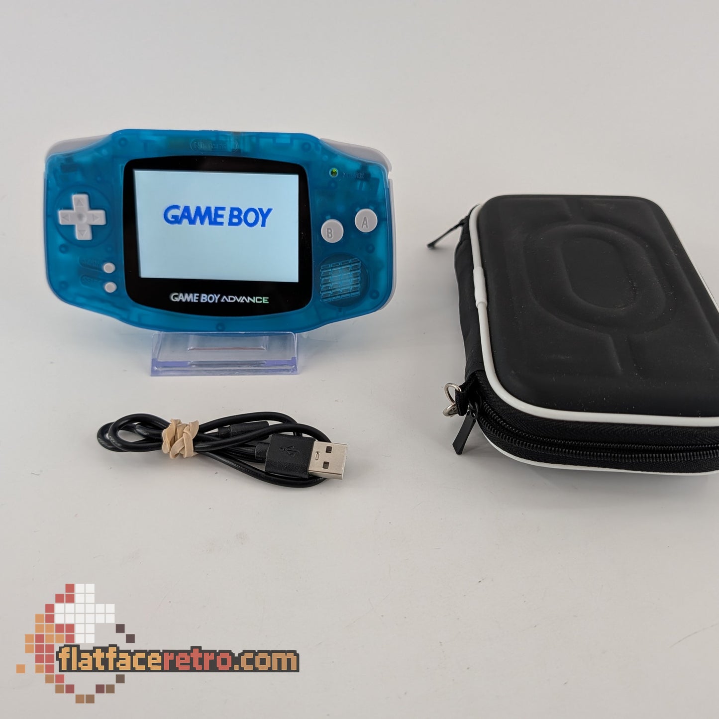 Game Boy Advance Modded IPS USB-C Rechargeable - Nightlight Clear Blue - Nintendo Game Boy Advance - Console Only